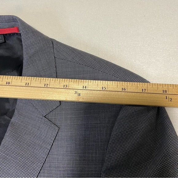HUGO HUGO BOSS Puppytooth Wool Suit Jacket Blazer Gray Size 36S - Picture 13 of 15